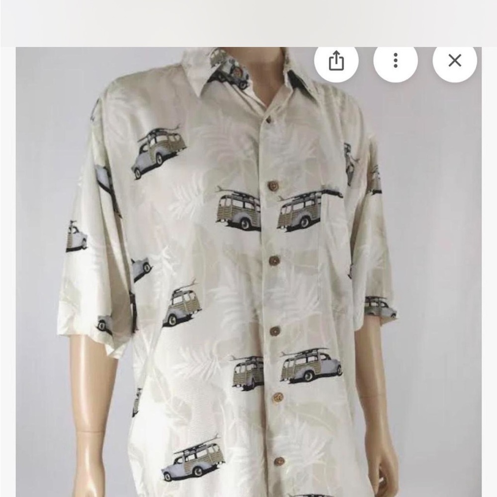 Men's Cream Shirt with Car Print